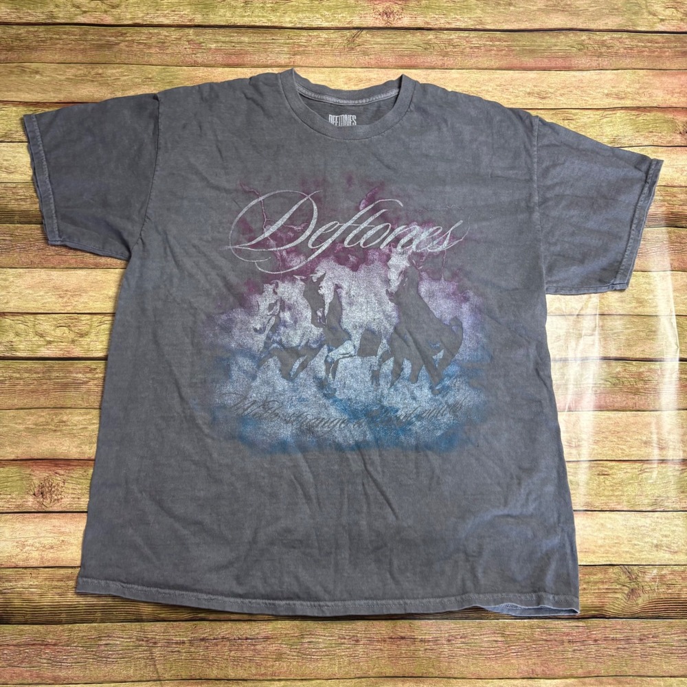 Deftones White Pony Graphic T-Shirt Mens Large Charcoal Gray Cotton Band Tee